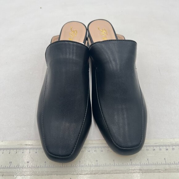 FOWT Black Walking Round Toe Low Chunky Heels Wide Width Slippers Driver Loafers - Picture 3 of 8